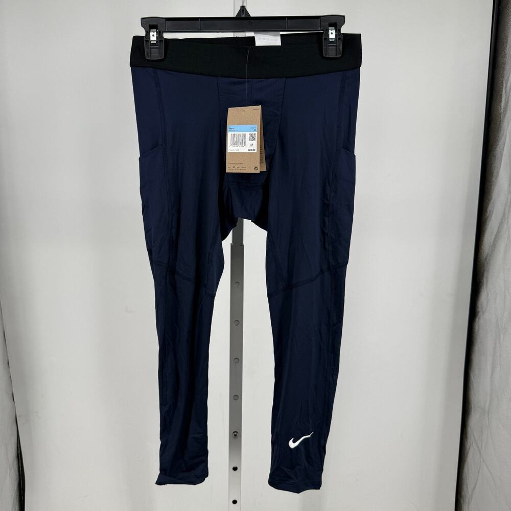 Nike Pro Dri-FIT 3/4-Length Fitness Tights Mens M Navy Blue Compression Athletic